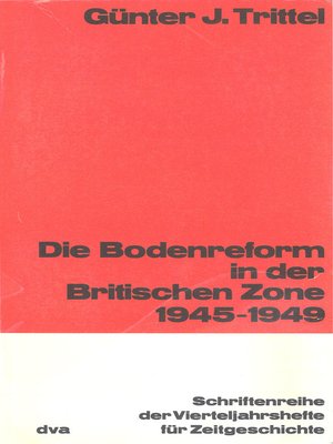 cover image of Die Bodenreform in der Britischen Zone 1945-1949